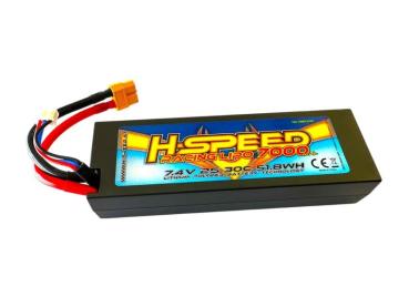 LIPO 7000MAH 7.4V 30C HARDCASE RACING AKKU  H-SPEED MIT XT60-STECKER UND XH (139,5X47,5X25,1MM)
